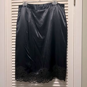 Vintage Banana Republic black slip skirt with lace trim